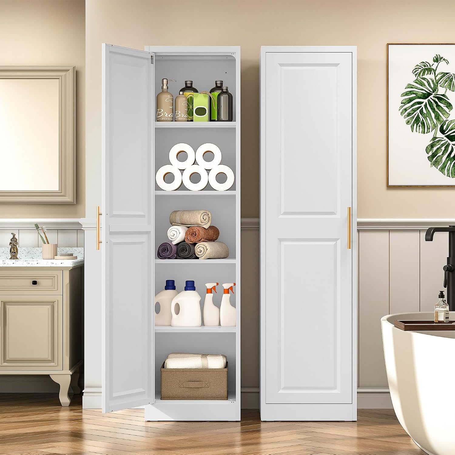 خزانة تخزين طويلة ورفيعة بباب  - مراجعة Kitchen Baking Storage وسعره