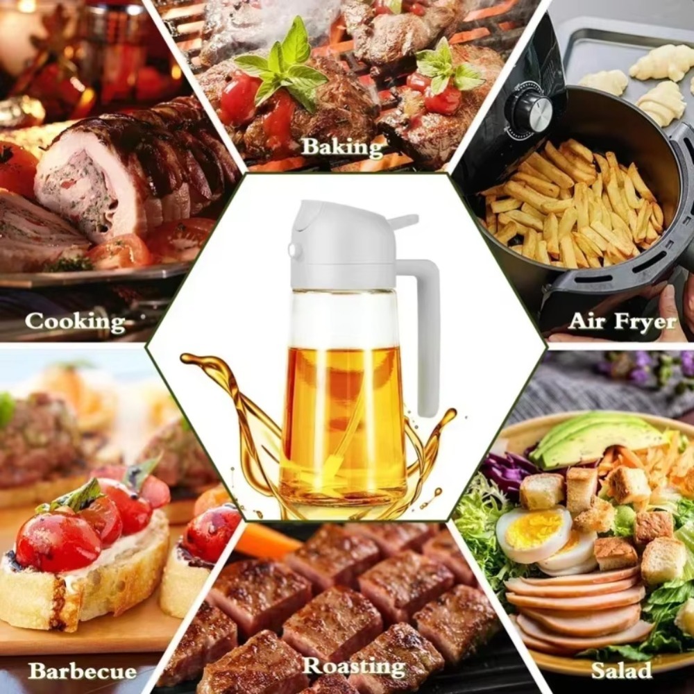 زجاجة رش زيت بلاستيكية 2 في 1  - مراجعة Kitchen Baking Area وسعره